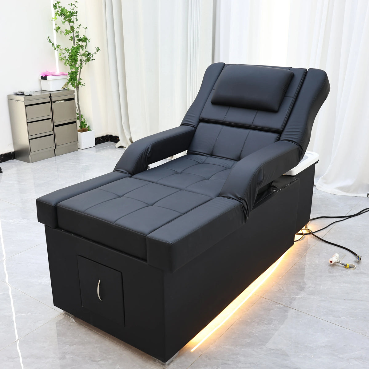 XinSheng Electric Adjustable Lift Shampoo Bed Massage Table All-in-One Salon SPA Massage Bed with Hair Washing Basin & Foot Bath