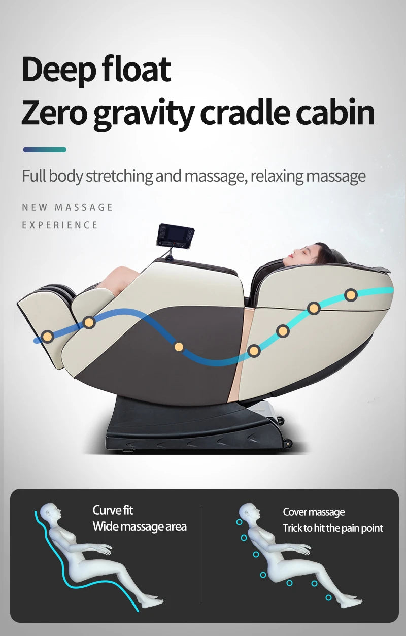 4D Ganzkörper-Massagesessel Zero Gravity Shiatsu-Massagesessel Bluetooth-Lautsprecher, Airbags, Heizung und Fußmassage