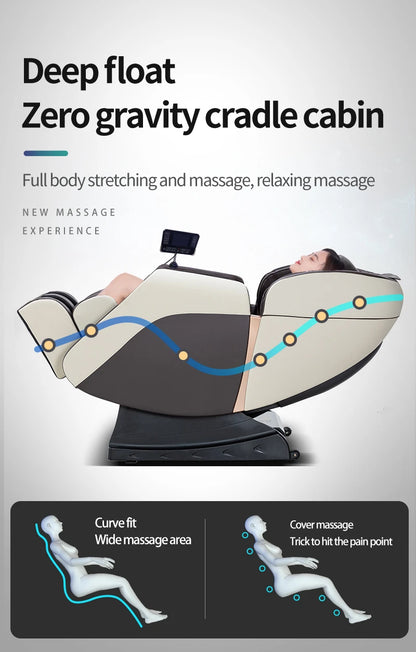 4D Ganzkörper-Massagesessel Zero Gravity Shiatsu-Massagesessel Bluetooth-Lautsprecher, Airbags, Heizung und Fußmassage