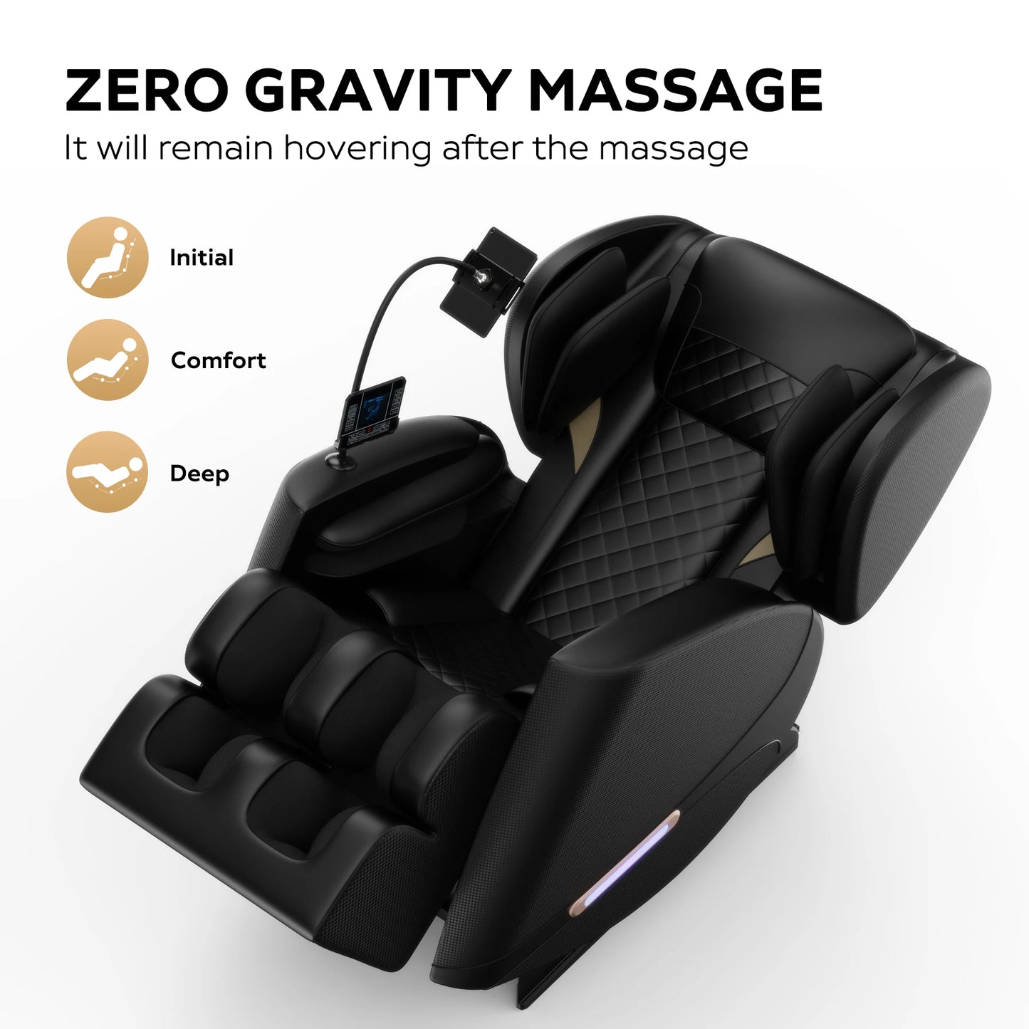 Massagesessel mit Zero-Gravity-Funktion und Ganzkörper-Luftdruckmassage, Fußentspannung und Bluetooth-Audioverbindungsfunktion
