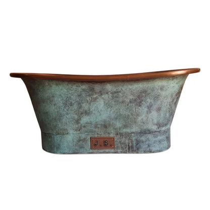 Grün Patiniertes Antik-Finish Freistehende Badewanne aus Kupfer Hochwertige handgefertigte elegante Standfuß-Badewanne