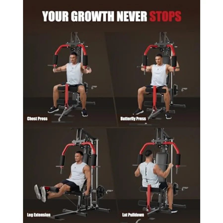 Home Gym Machine, Home Gym Equipment with Pulley System, Multifunctional Full Body Workout Machine for Strength Training