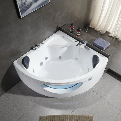 Dreieckige fächerförmige Acryl-Badewanne für Zuhause, Hotel, Paare, Erwachsene, Doppel-Whirlpool-Massage-Badewanne