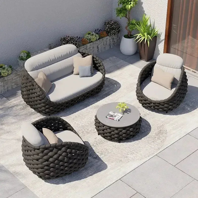 Outdoor Rattan Sofa Hofkombination Doppelstuhl Freizeit Terrasse Villa Wohnzimmer Balkon Outdoor Sitzmöbel Haus