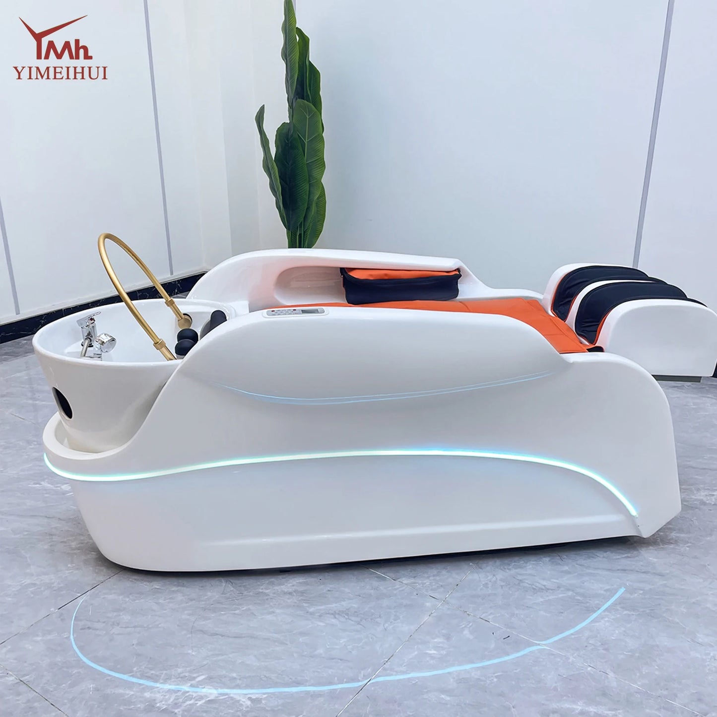 White color Water Circulation Electric Massage barbershop Shampoo Bed for Hair Wash