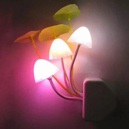 Colorful Mushroom Night Light – LED Plug-in Lamp with Light Sensor (EU/US Plug, 220V)
