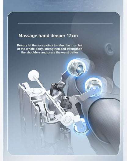 Ganzkörper-Zero-Gravity-Massagesessel mit Rücken-, Taillen-, Hüft-, Bein- und Fußmassage, 10 Rollen, Heizung, LCD-Touchscreen