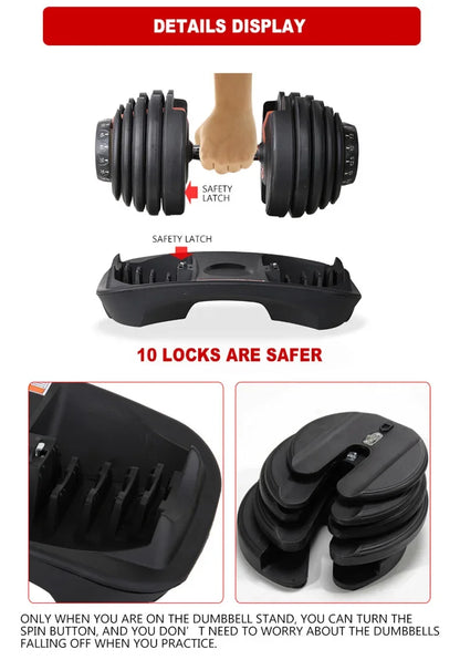 24KG Dumbbells Rubber Iron Adjustment Multiple Weight Dumbell Cheap Adjustable Dumbbells Home fitness equipment