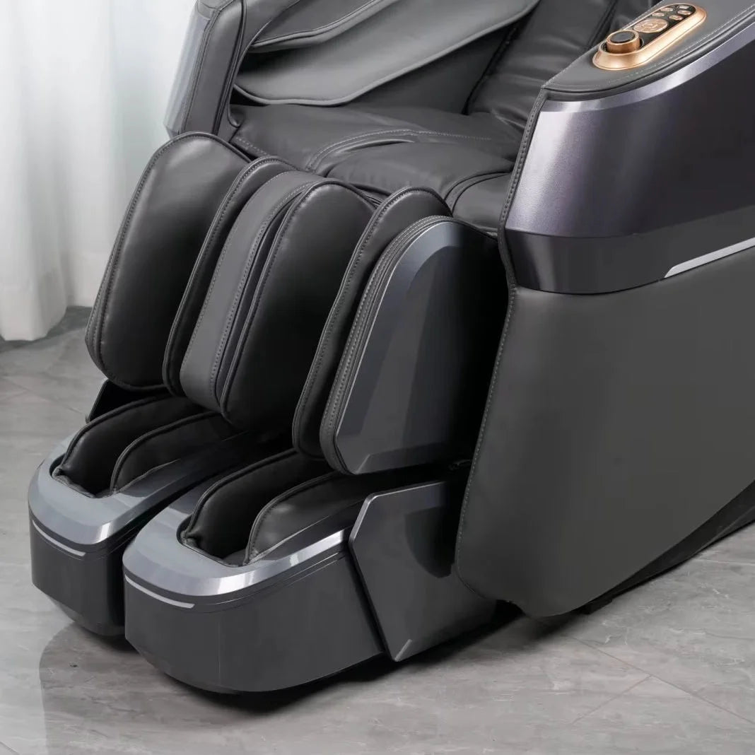 Massagesessel 4D mit Schwerelosigkeit Ganzkörper mit Sprachsteuerung, Rückenheizung, Bluetooth-Lautsprecher, Fuß-4D-Massagesessel
