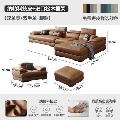 Europäisches Wohnzimmer-Sofa Echtleder-Ecksofa Modulares Luxus-Sofa Sala De Estar De Luxo Moderne Möbel