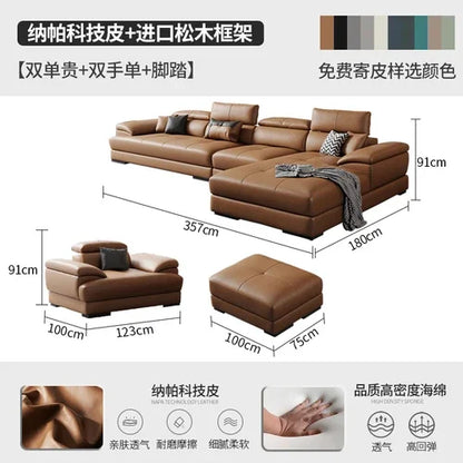 Europäisches Wohnzimmer-Sofa Echtleder-Ecksofa Modulares Luxus-Sofa Sala De Estar De Luxo Moderne Möbel