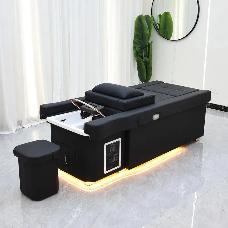 XinSheng Elektrisch höhenverstellbares Shampoo-Bett Massageliege All-in-One Salon-SPA-Massageliege mit Haarwaschbecken und Fußbad