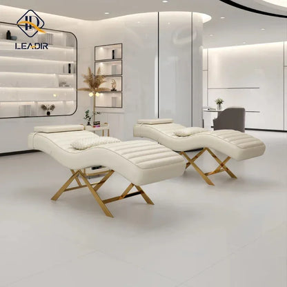 Moderne goldene Basis, Massagetisch für Schönheit Wohnzimmer, Wimpern Wimpernverlängerung, Komplettes Set an Möbeln