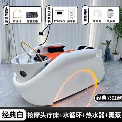 Asmt59 High-End Intelligente Massageshampoo-Liege Spezielle Wassertemperatur-Zirkulation Automatische Multifunktions-Friseursalon-Waschanlage