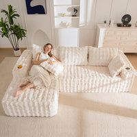 L-förmiges Sektionssofa, 104 modernes Sofa mit Chaiselongue, Wohnzimmerschlafsofa, keine Montage, Beige