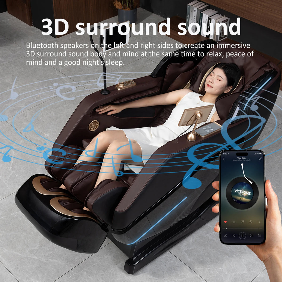 Luxus-Massagesessel Zero Gravity Ganzkörper-Airbag SL-Track Heizung Bluetooth-Musik AI-Sprache Bürostuhl 3 Jahre Garantie