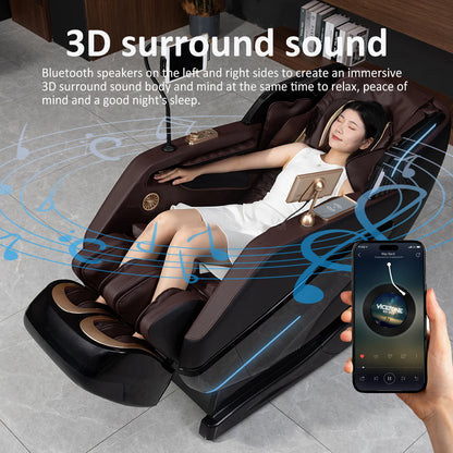 Luxus-Massagesessel Zero Gravity Ganzkörper-Airbag SL-Track Heizung Bluetooth-Musik AI-Sprache Bürostuhl 3 Jahre Garantie