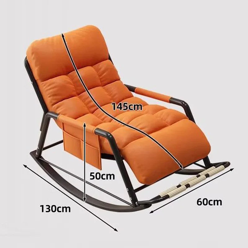 Living Room Reclining Rocking Chair Soft Removable Cushion Lounge Chair with Foldable Footrest Modern Home Office Relaxing Chair