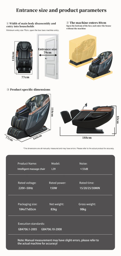 Luxury 3D Zero Gravity Massage Chair with Full Body Airbags Hifi Bluetooth Music Foldable Portable-Cheap Price Armchair Massage