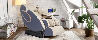APP-Steuerung 4D-Massagesessel SL-Track Ganzkörper-Shiatsu-Massagesessel Zero Gravity mit Yoga-Stretching-Fußmassageroller