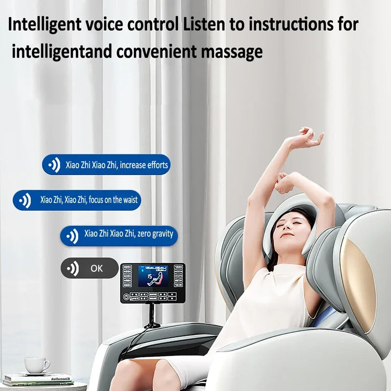 Luxus-Elektro-Freizeit-Massagesessel Zero Gravity Intelligent Ganzkörper-Multifunktions-Bluetooth-Musik-U-förmiges Kissen+Kurzbefehl