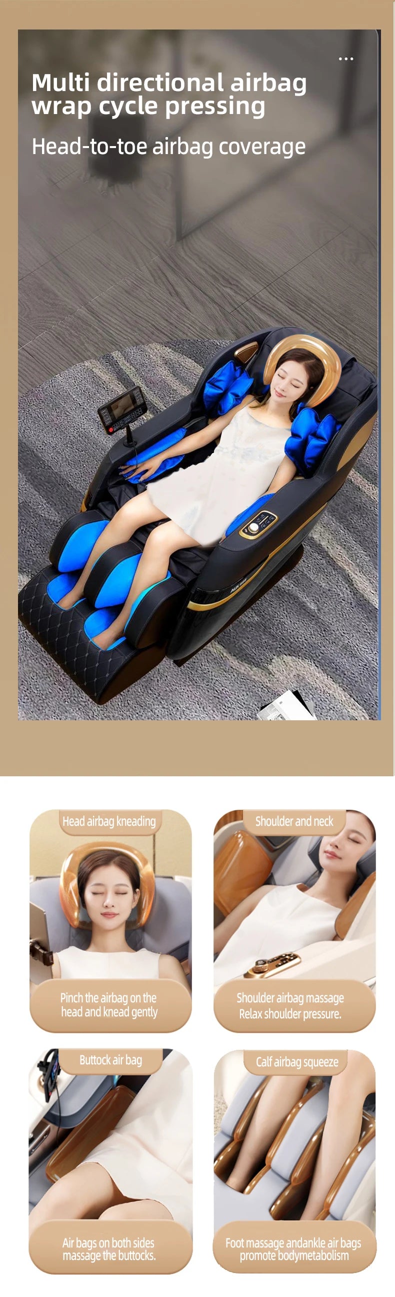 2025 new model massage chair 4d zero gravity full body AirBag Wrapped Automatic Heating Kneading Bluetooth music 3-year warranty