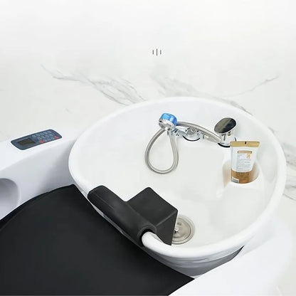 Friseursalon-Möbel Beste elektrische Massageliege Weißer Diamant-Shampoostuhl mit Station