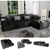 3-Sitzer Ecksofa mit tiefer Sitzfläche, 256 cm Cloud Sektionalsofa mit Chaiselongue, gemütliches modulares Schlafsofa,
