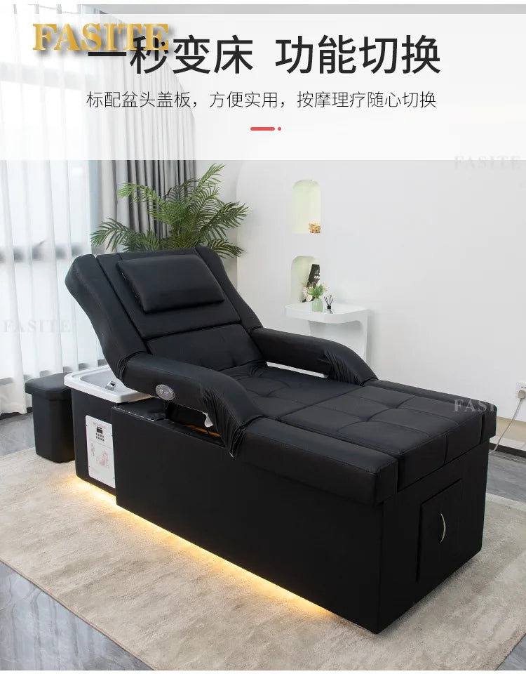 Electric Lifting Sofa Head Therapy Shampoo Bed Foot Therapy Beauty Bed Wellness Center Massage Water Circulation