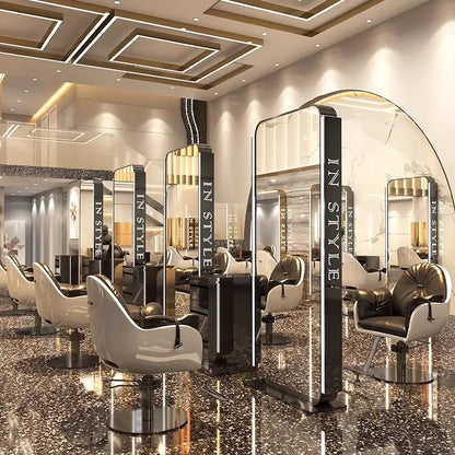Barber shop mirror hair salon special hair salon mirror table single and double sided perm and dyeing trendy  with lamp floor