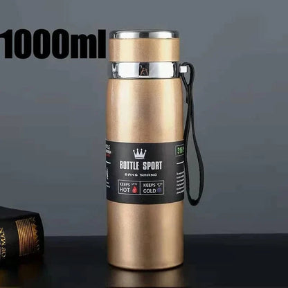 Bouteille d'eau thermique de 1000ml en acier inoxydable pour café et thé