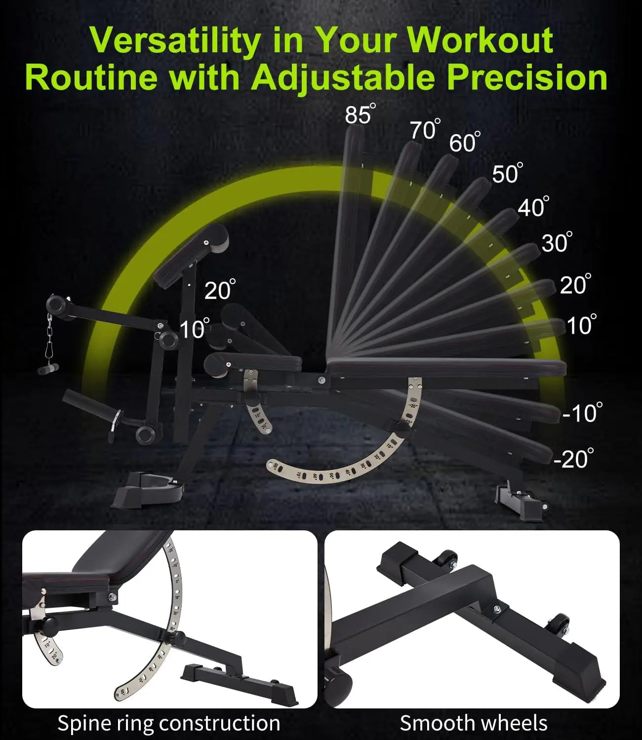 Adjustable Weight Bench with Preacher Pad Leg Extension and Leg Curl 800LBS Workout Bench with Handle Bar FID Bench for Strength