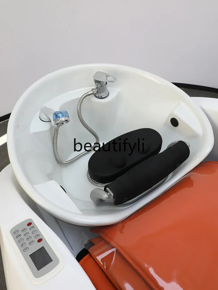 ss D Automatic Intelligent Electric Massage Shampoo Bed Barber Shop Ceramic Basin Flush Bed Hair Salon