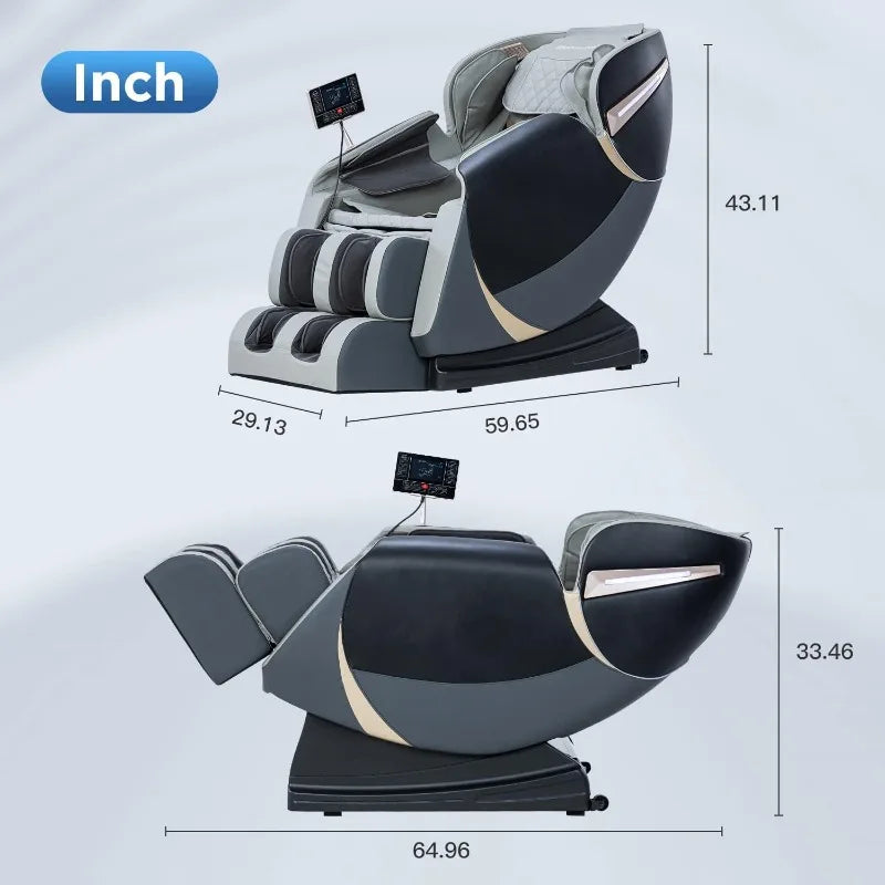 PayLeeHere Ganzkörper-Shiatsu-Massagesessel mit Schwerkraft-, Luftmassagesystem, Wermuttherapie und Bluetooth-Lautsprecher, Schwarz