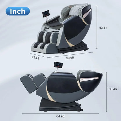 PayLeeHere Ganzkörper-Shiatsu-Massagesessel mit Schwerkraft-, Luftmassagesystem, Wermuttherapie und Bluetooth-Lautsprecher, Schwarz