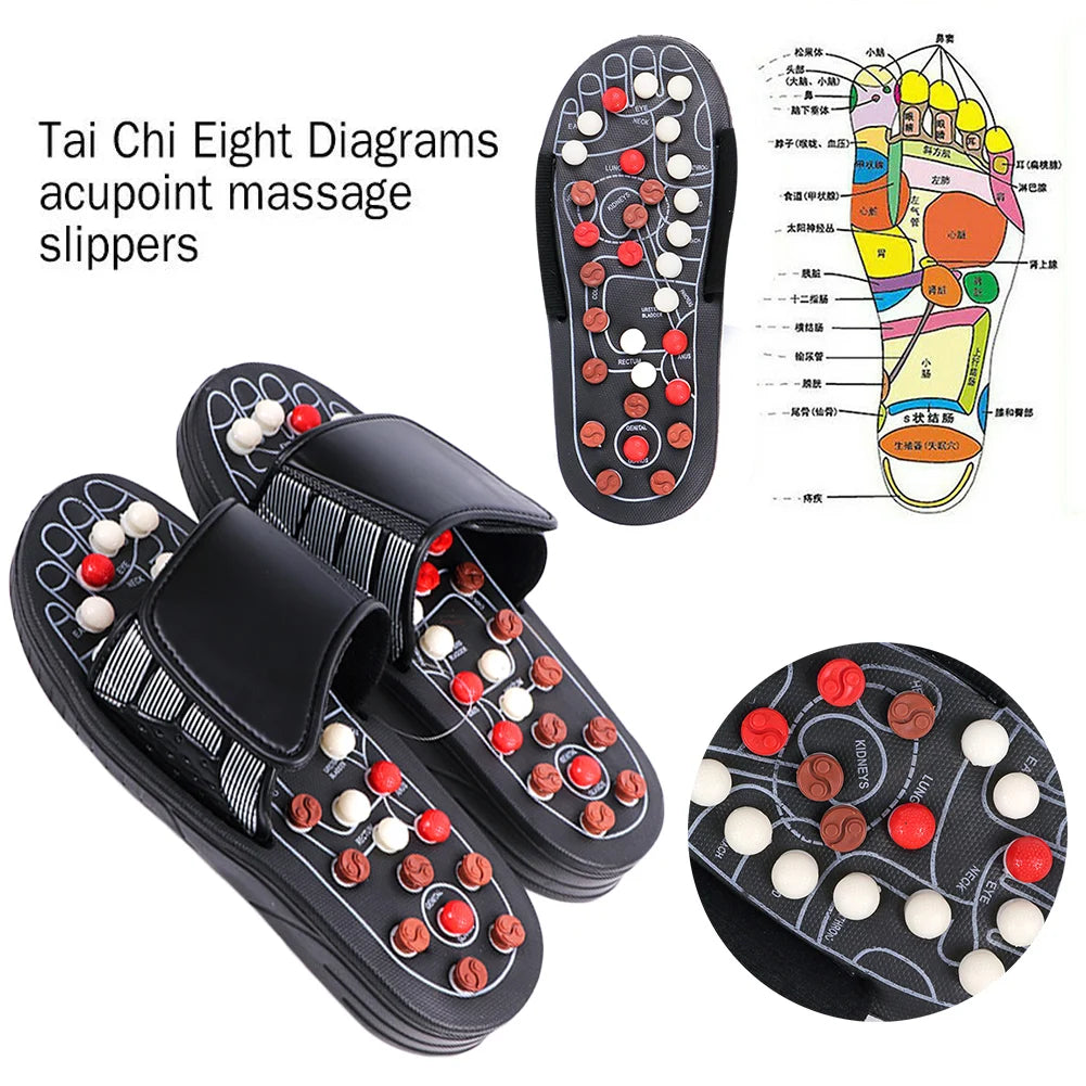 A Pair Of Acupoint Massage Slippers For Both Men And Women, Chinese Style Acupoint Rotating Foot Massage Shoes, Unisex Style