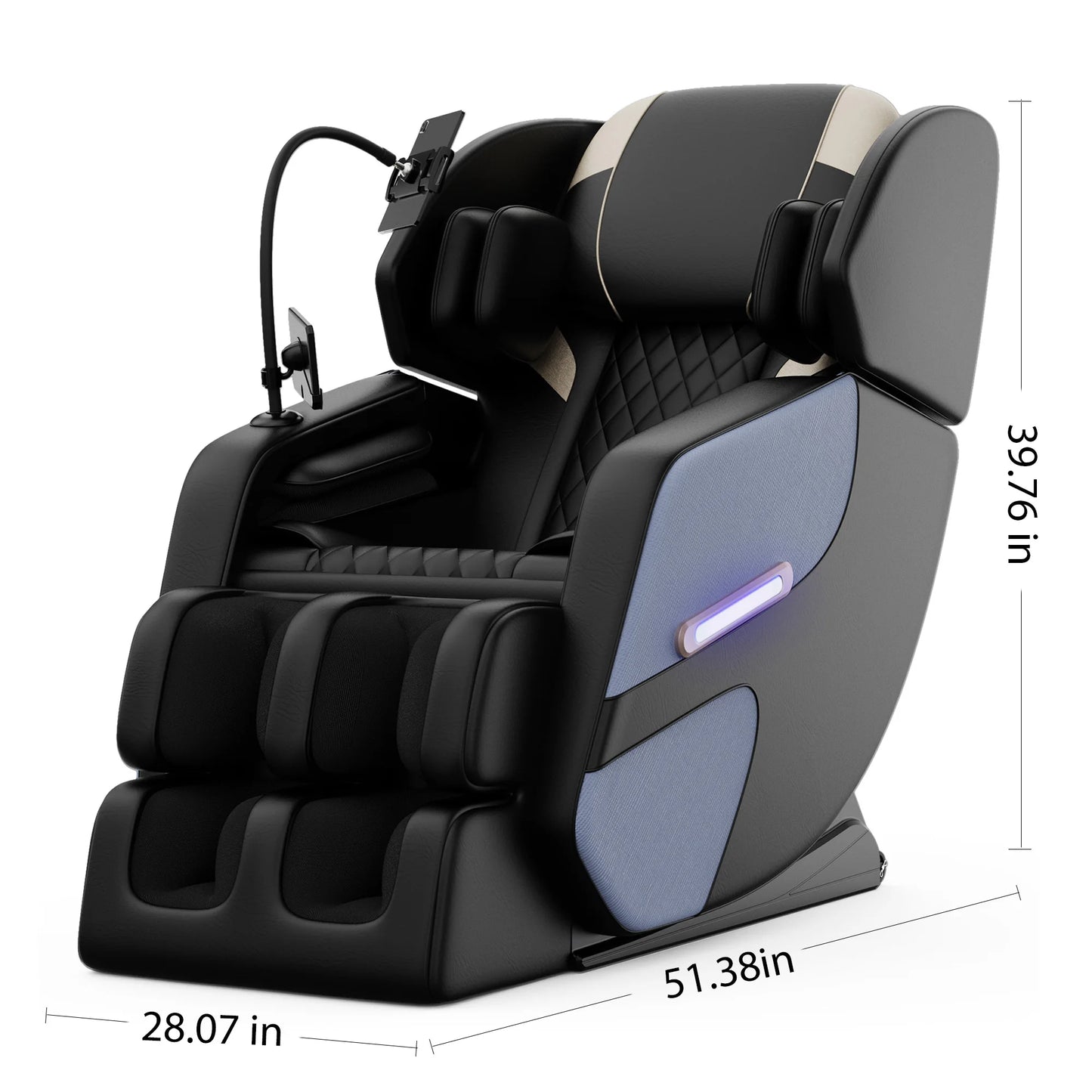 Massagesessel mit Zero-Gravity-Funktion und Ganzkörper-Luftdruckmassage, Fußentspannung und Bluetooth-Audioverbindungsfunktion