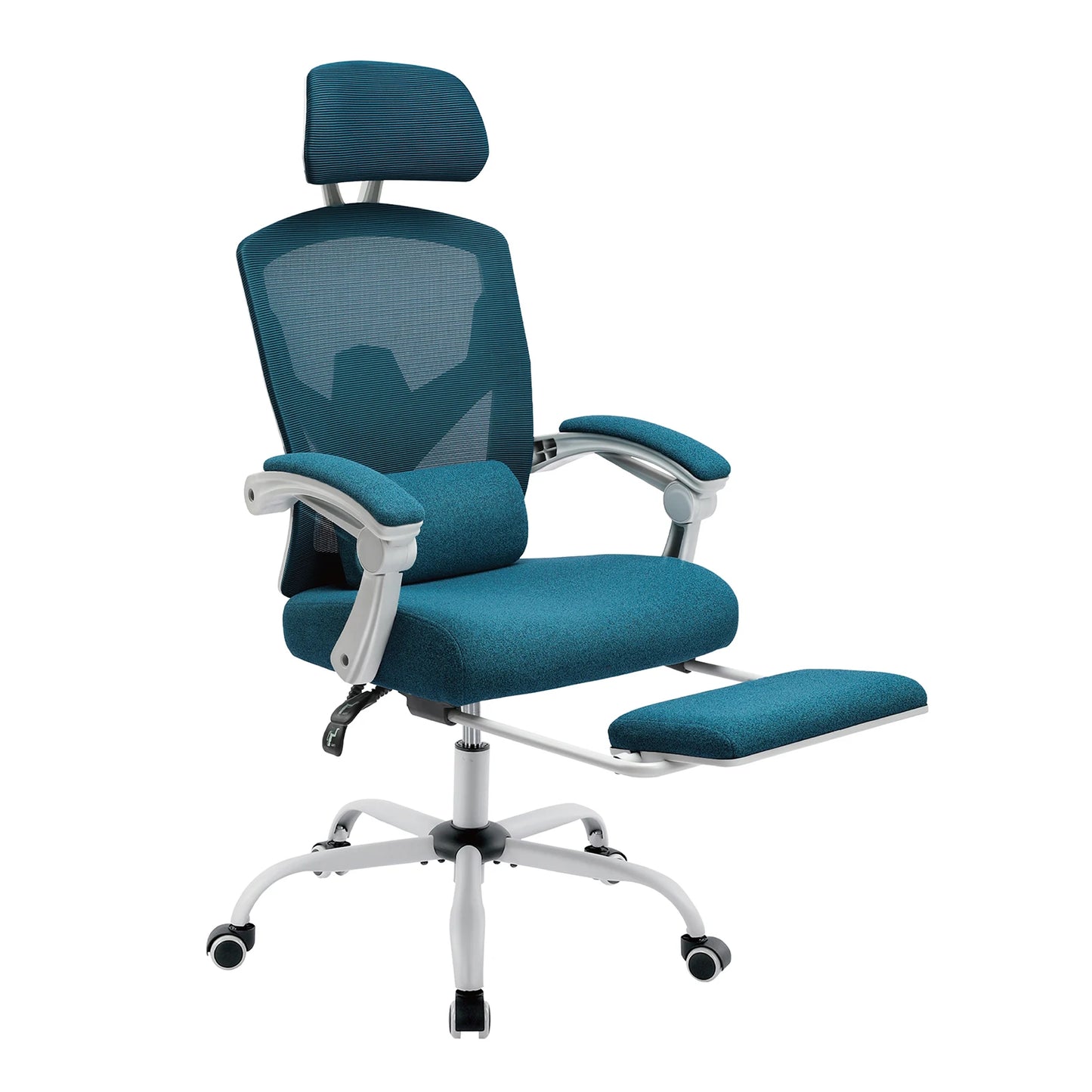 JHK Ergonomischer Liege-Gaming-Stuhl mit hoher Rückenlehne aus Mesh, Wohnzimmer-Schaukelstuhl, Bürostuhl, Drehstuhl, Rollstuhl, Lendenstützkissen