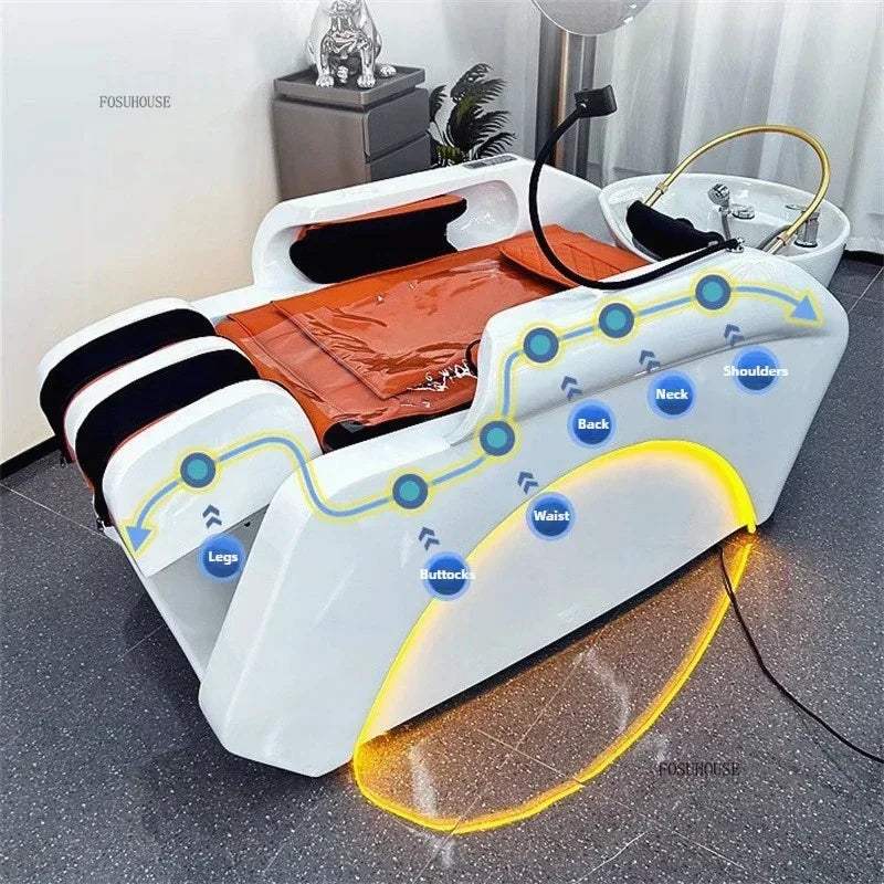 Multifunktionales Massage-Shampoo-Bett Friseursalon Spezial-Shampoo-Stuhl Salon Head Spa Ausrüstung High-End Salonmöbel