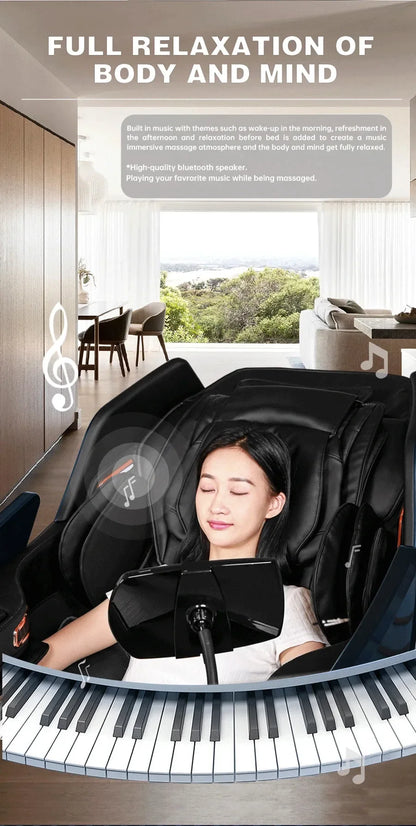 Massage Chair with Voice Control, Full Body Elastic Massage Chair with Voice Control, Heating, LCD Remote Control, Foot Rolle