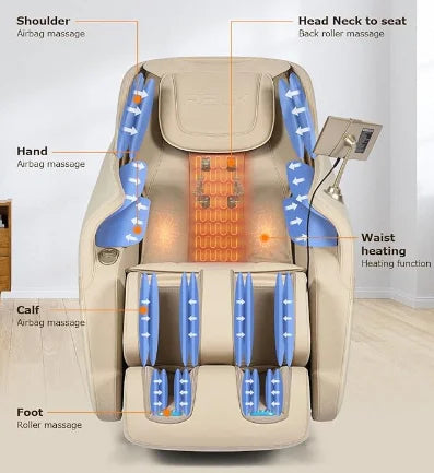 Großhandel Luxus-Ganzkörper-4D-Schwerelosigkeit-Shiatsu-Massage-Sessel mit elektrischer Heizung, moderner Stil, Taillen-, Bein-, Fußmassagefunktionen