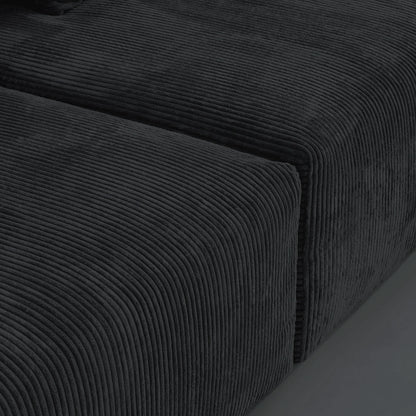 Sdorens 141.73'' L Shape Sectional Sofa Corduroy Fabric Couches Oversized 3 Seater Couch with 1 Ottomans for Living Room Set