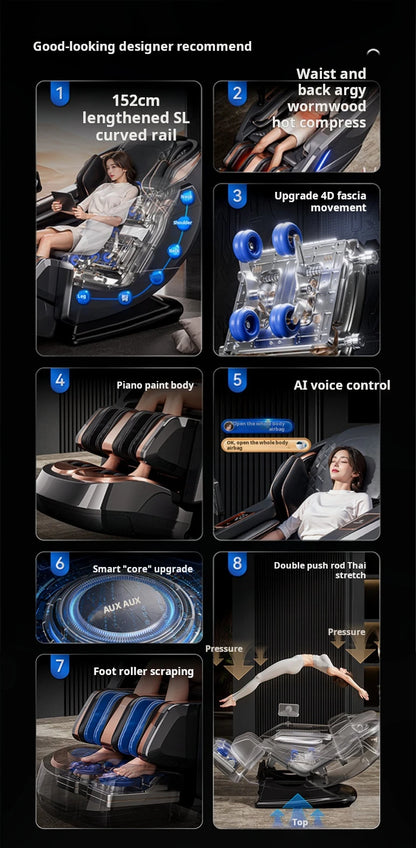 4D SL-Track Zero Gravity Full Body Air Massage Chair Luxury Electric Massager Sofa with 3 Year Warranty for Home