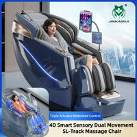 4D Smart Sensory Dual-Movement-SL-Track-Massagesessel, Thai-Stretch, elektrische Beinauflage, Liegesofa, Zero Gravity, Home-Office-Sessel
