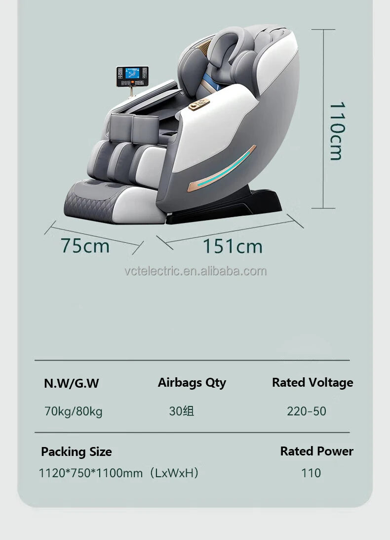 Shiatsu Recumbent Spa Pedicure 4d SL Track Zero Gravity Full Body Massage Chair