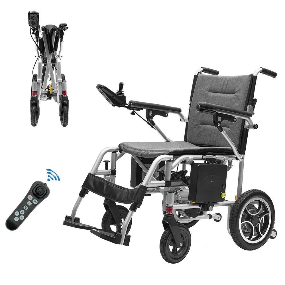 Aluminum Ultra Light Lightweight Folding Remote Wheelchair Handicapped Travel Portable Electric Wheelchairs