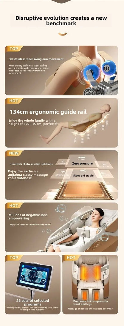 Ganzkörper-Massagesessel, Home Smart, Luxus, multifunktional, Relaxsessel, verstellbar, automatisch, Shiatsu, Entspannungstherapie, Design