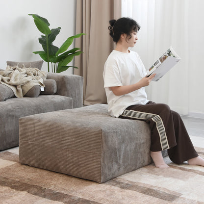 Modernes Cord-Sofa mit 4 Kissen, 102" L-förmiges Sofa mit Chaiselongue und Ottoman, Hartholzrahmen-Sofa für das Wohnzimmer