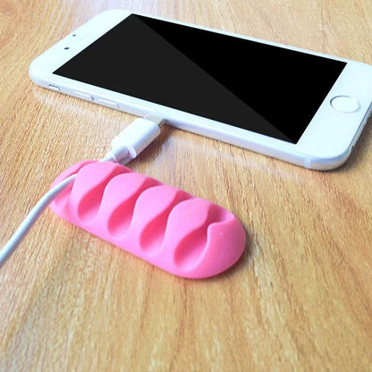 Multi-Hole Silicone Cable Organizer – Adhesive Wire Holder for USB Cables, Earphones & Desktop Management