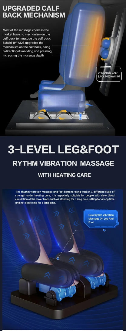 Massage Chair with Voice Control, Full Body Elastic Massage Chair with Voice Control, Heating, LCD Remote Control, Foot Rolle